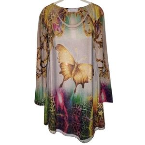 Anthropologie Pretty Angel Butterfly Tunic Top